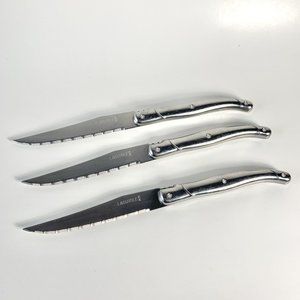 Vintage Laguiole Steak Knife Set Inox France Silver Stainless Steel Set of 3